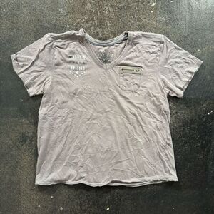 Express Short Sleeve T-Shirt Grey Grunge Big Graphic Women’s Size Medium